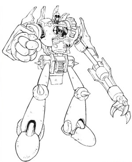 coloriage yugioh guerrier mecanique antique